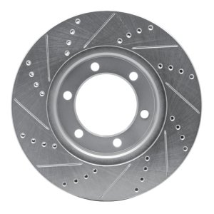 Toyota Sequoia Brake Rotor (1) - Front Right - R1 Concepts - Drilled & Slotted - Silver - `00-`07